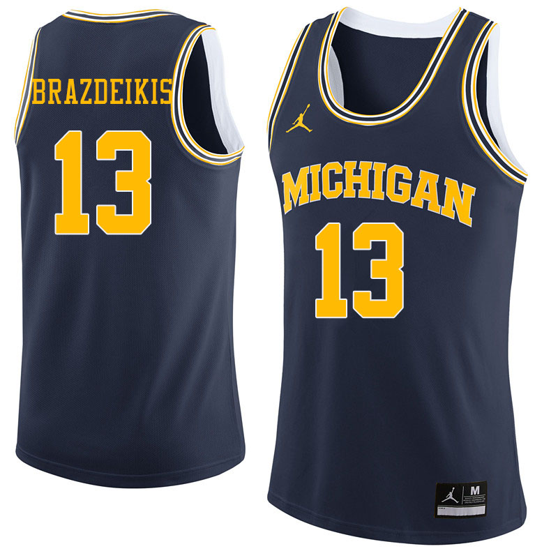 Jordan Brand Men #13 Ignas Brazdeikis Michigan Wolverines College Basketball Jerseys Sale-Navy - Click Image to Close